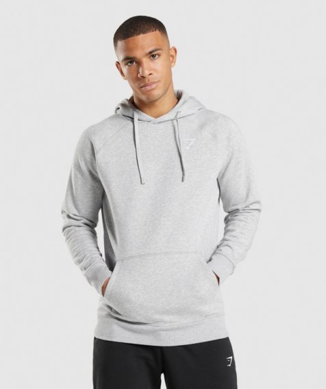 Men's Gymshark Crest Hoodie Light Grey | CA 5A6N70